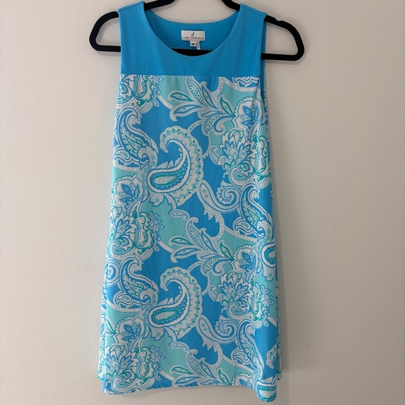 Jude Connally Blue Turquoise Paisley Sleeveless Shift Dress M - Picture 1 of 12